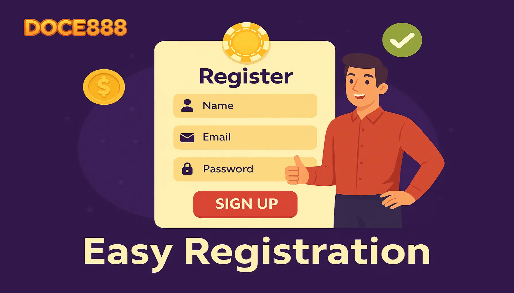 Não Perca tempo, o rRgistro na site DOCE888